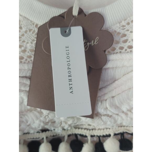 NEW Anthropologie Fringed Cream Sweater - Size: Medium - Picture 4 of 6